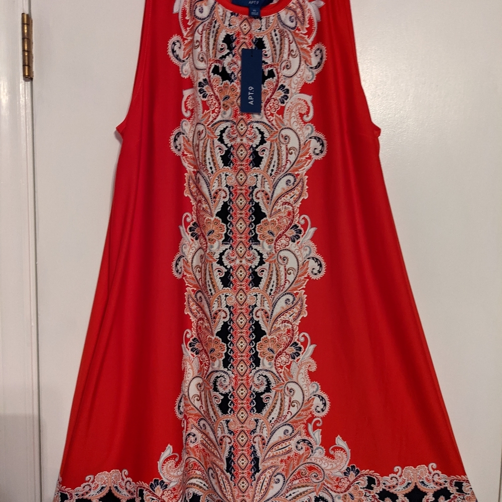 Apt. 9, XL, sleeveless, print dress.